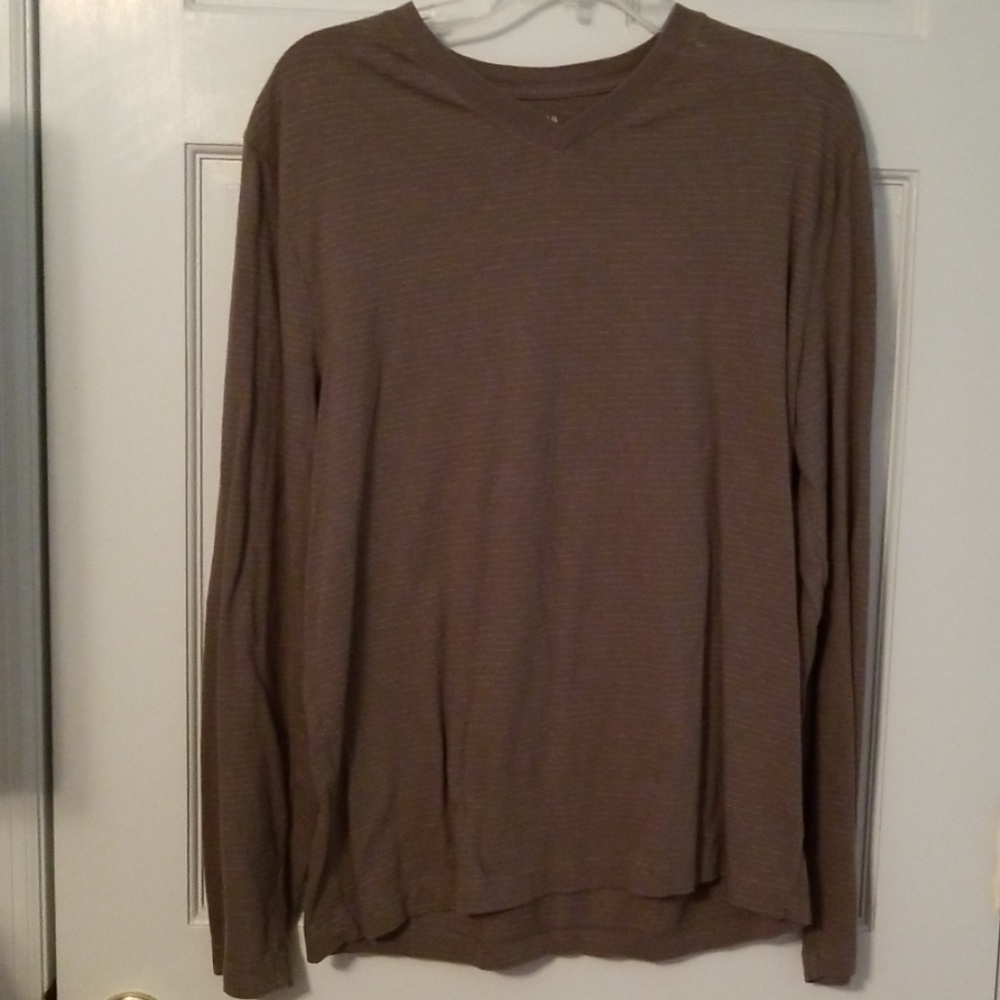 Men's Sonoma V Neck Brown and Tan Striped Tee